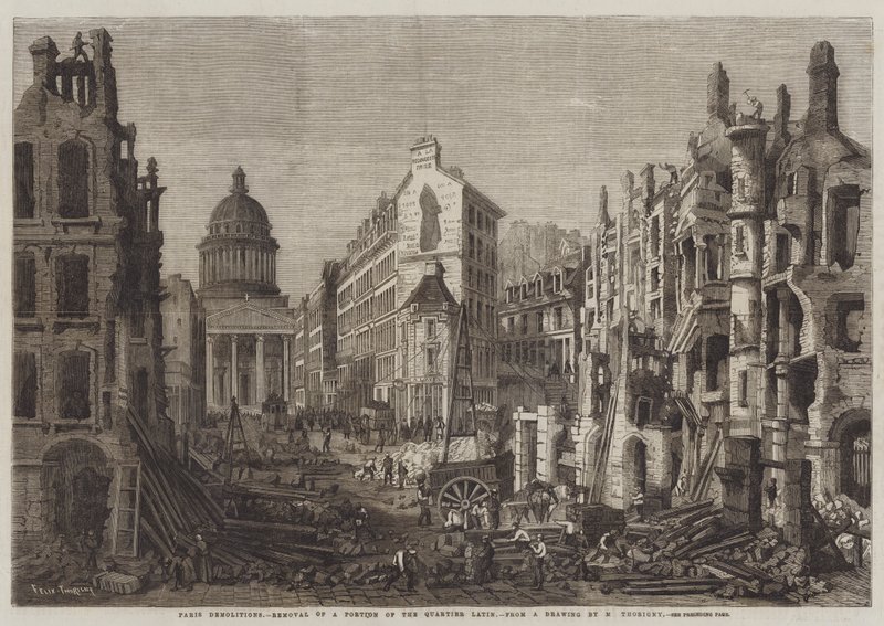 Paris rivningar, borttagande av en del av Quartier Latin av Felix Thorigny