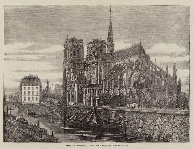 Paris Improvements, Notre Dame restaurerad, New Spire av Felix Thorigny