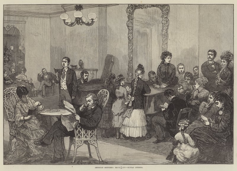 American Sketches, Hotel Life, Sunday Evening av Felix Regamey