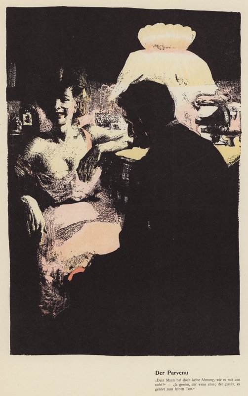 Parvenu (färg litho) av Ferdinand von Reznicek