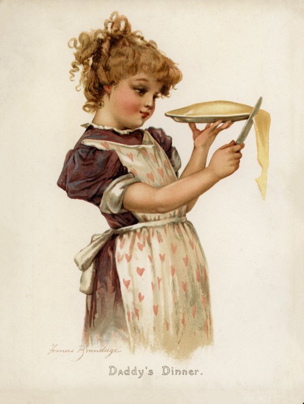 Flickor: Pappas middag (färg litho) av Frances Brundage