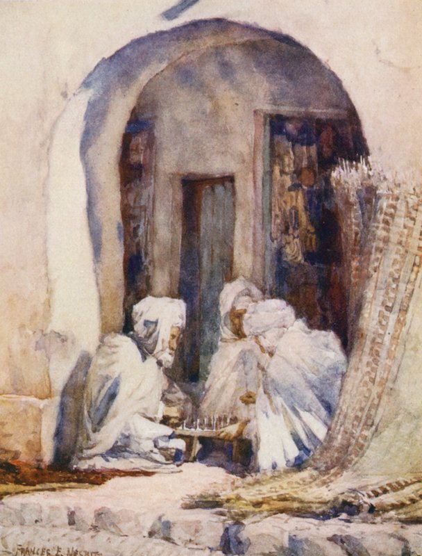 A Game of Draughts (färglitografi) av Frances Nesbitt