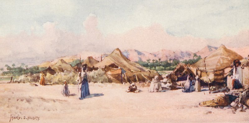 Ett nomadläger (färglitografi) av Frances Nesbitt