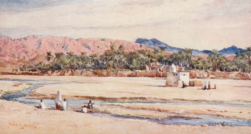 En flod i Sahara (färglitografi) av Frances Nesbitt