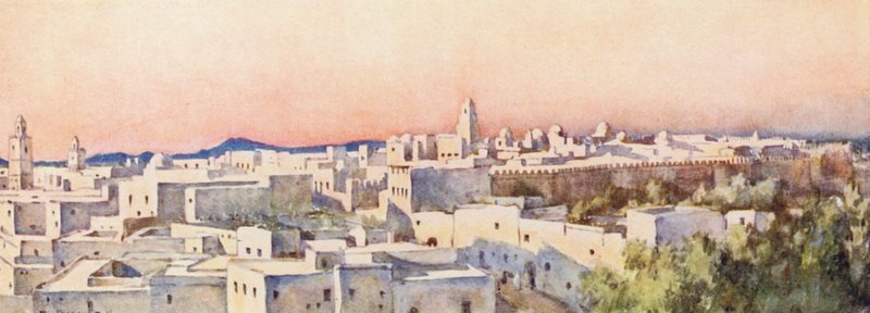 Kväll, Kairouan (färglitografi) av Frances Nesbitt