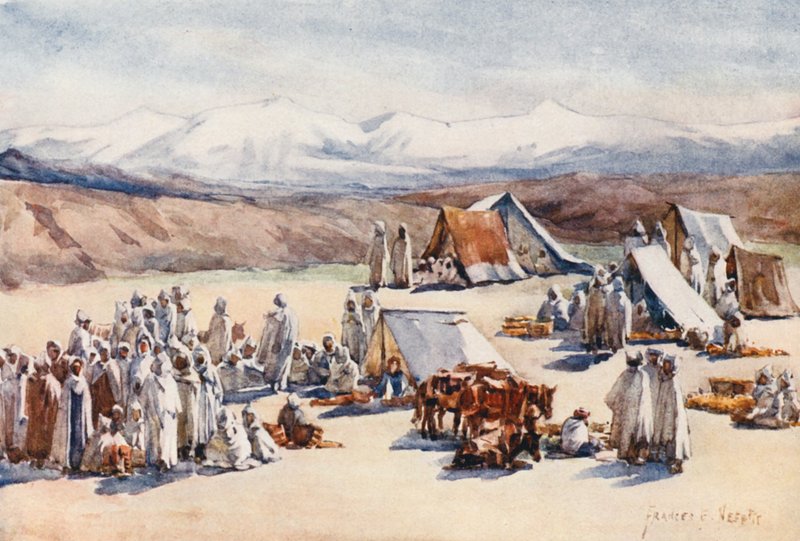 Marknadsdag, Timgad (färglitografi) av Frances Nesbitt
