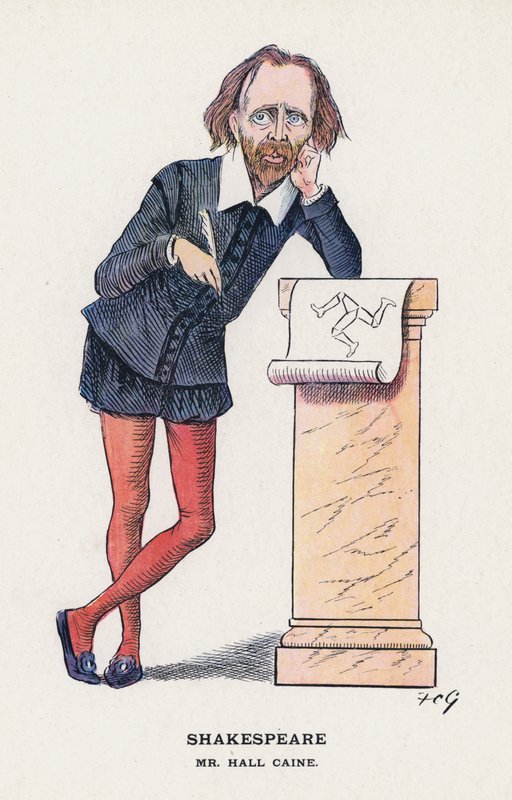 Shakespeare, Mr Hall Caine (färg litho) av Francis Carruthers Gould