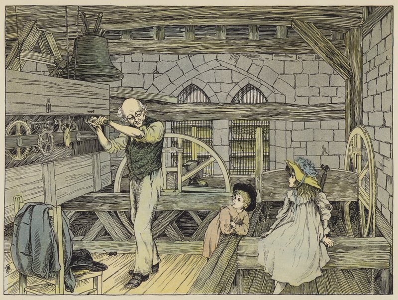 Clock-Winder (färglitografi) av Francis Donkin Bedford