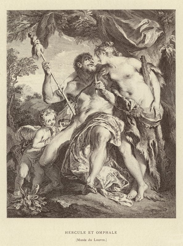Hercules och Omphale av Francois (after) Boucher