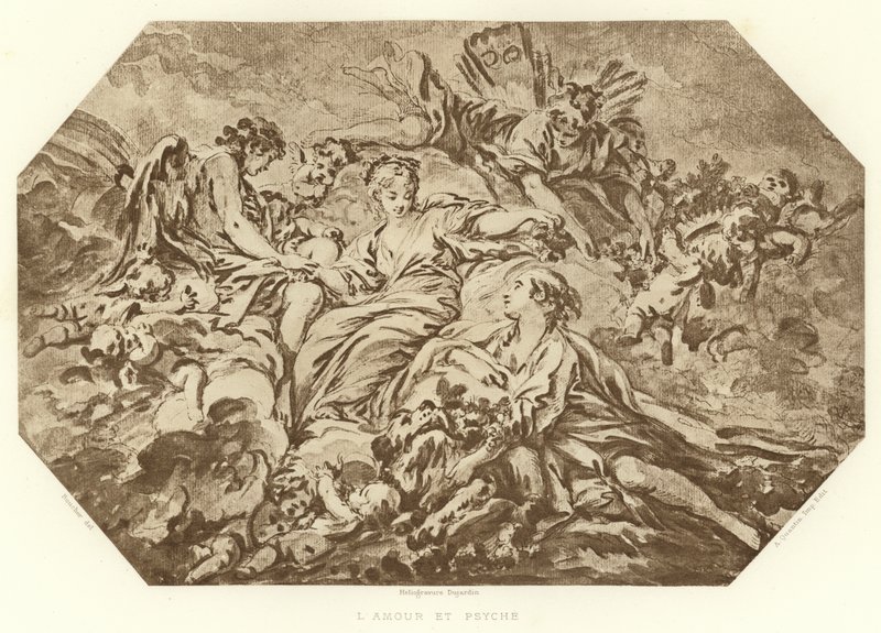 Amor och psyke (gravyr) av Francois (after) Boucher