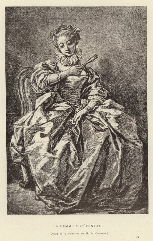 Kvinnan med en fläkt av Francois (after) Boucher