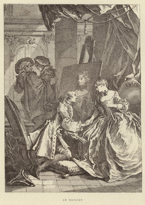 Den sicilianska (gravyr) av Francois (after) Boucher