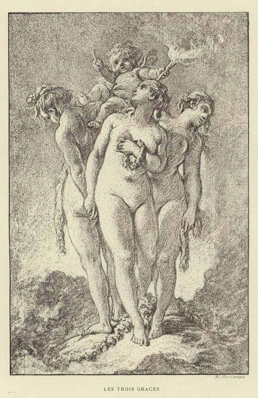 De tre nåderna (gravyr) av Francois (after) Boucher