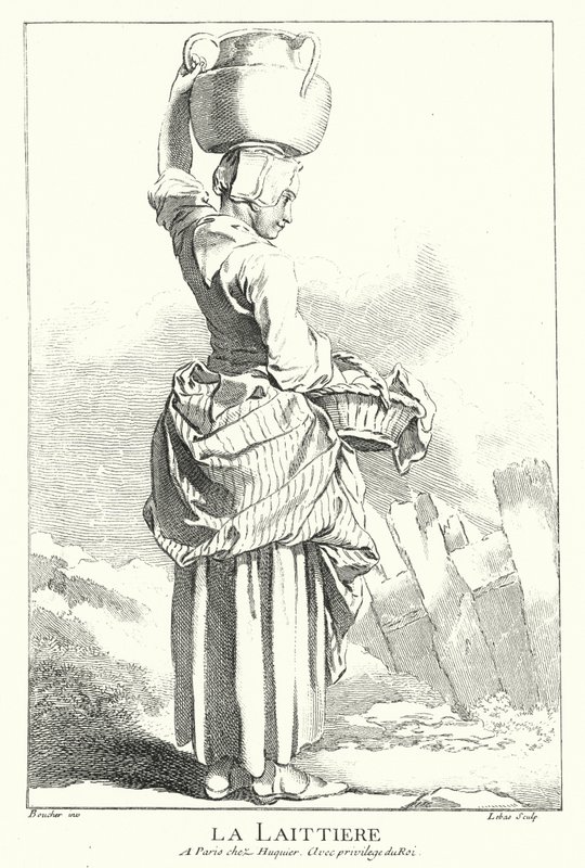 Milkmaid (gravyr) av Francois (after) Boucher