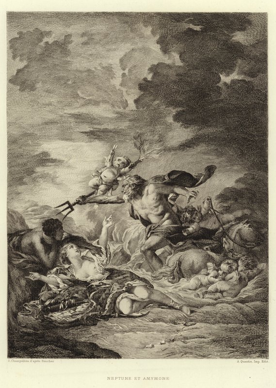 Neptune et Amymone (gravyr) av Francois (after) Boucher