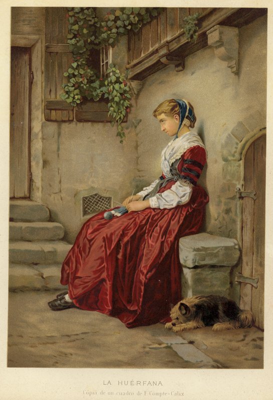 The Orphan (chromolitho) av Francois Claudius Compte Calix