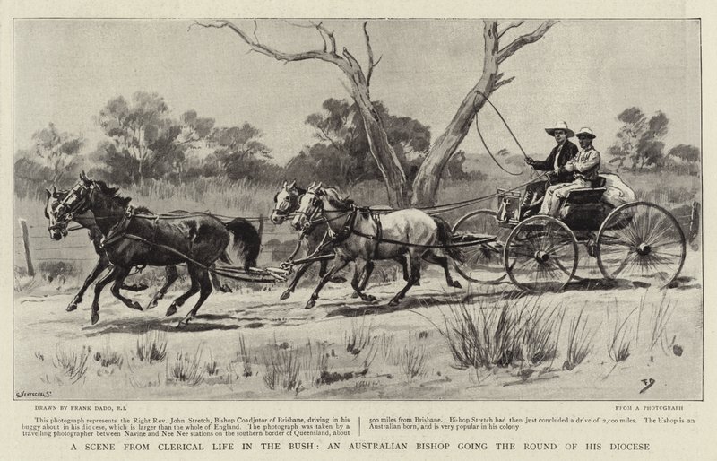 En scen från det klerikala livet i bushen, en australiensisk biskop på rundvandring i sitt stift av Frank Dadd