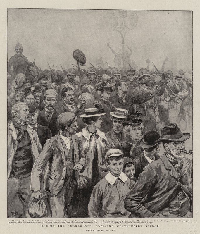 Se vakterna gå iväg, över Westminster Bridge av Frank Dadd