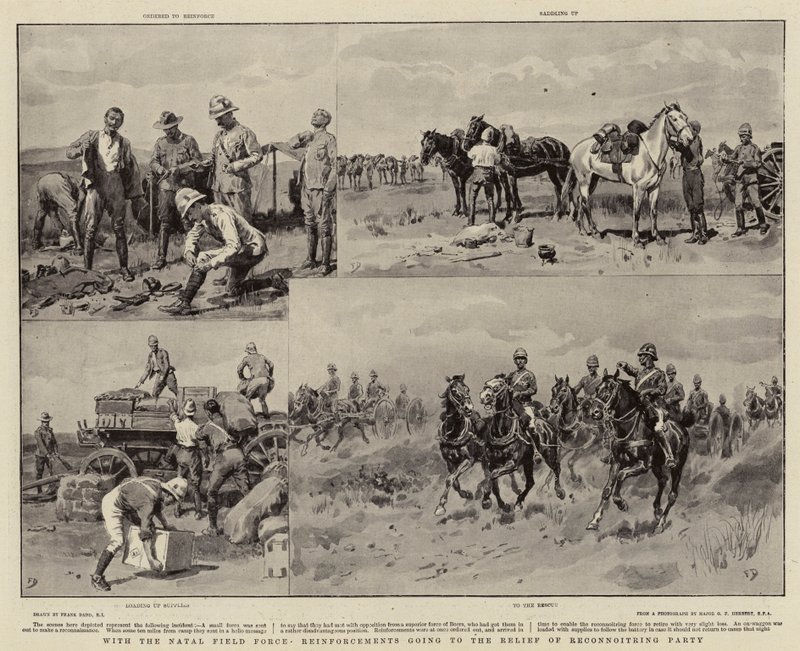 Med Natal Field Force Förstärkningar som går till Relief of Reconnoitring Party av Frank Dadd