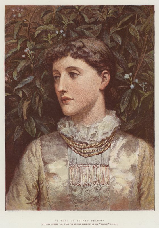En typ av kvinnlig skönhet (chromolitho) av Frank Dicksee