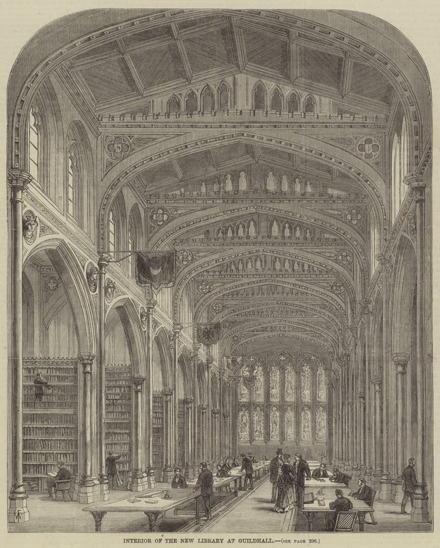 Interiör av det nya biblioteket i Guildhall av Frank Watkins