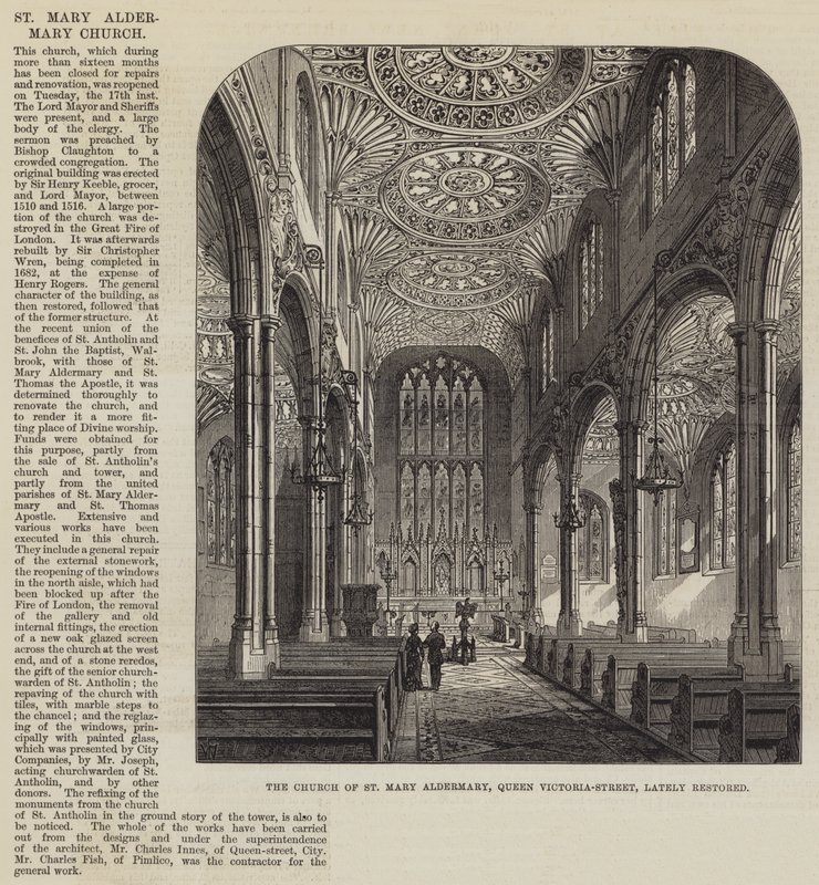Church of St Mary Aldermary, Queen Victoria-Street, nyligen restaurerad av Frank Watkins