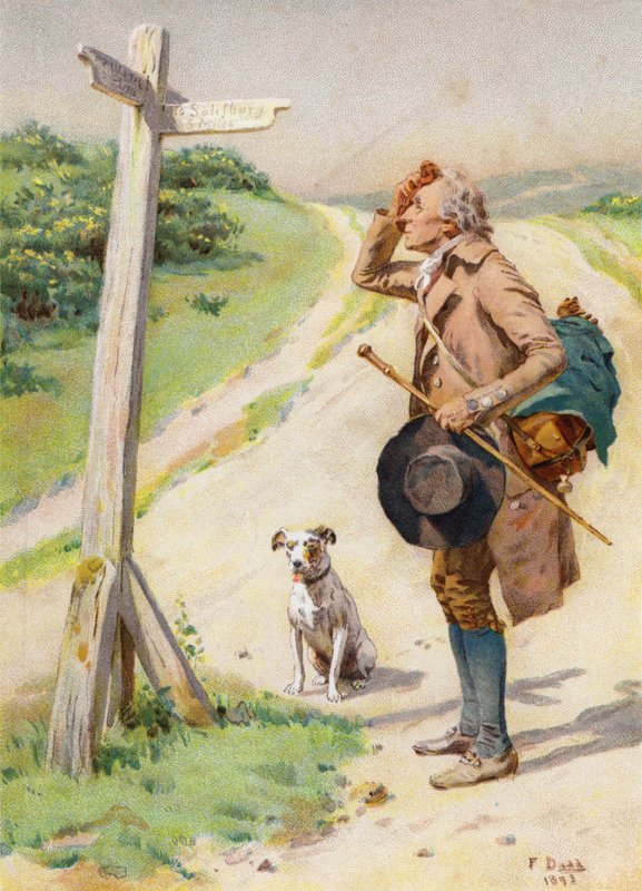 "Five Miles from Everywhere" (färg litho) av Frank (after) Dadd