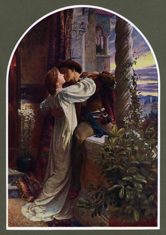 Romeo och Julia (färg litho) av Frank (after) Dicksee