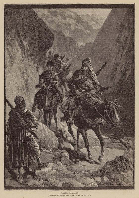 Kurdiska marodörer (litografi) av Frank (after) Feller