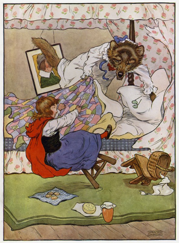 Rödluvan (färg litho) av Frank Adams