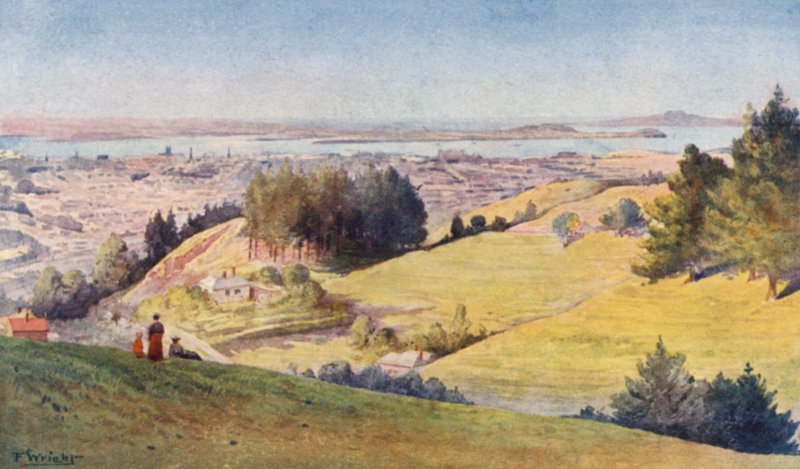 Nya Zeeland: Auckland (färglitografi) av Frank H Wright