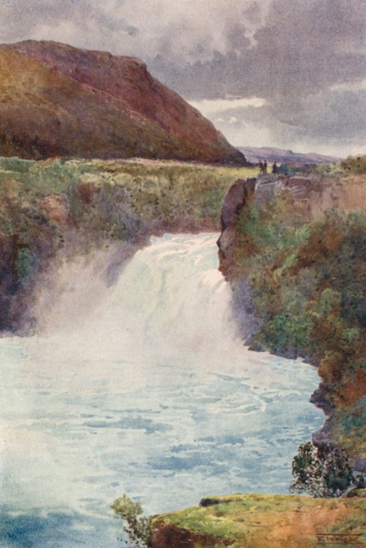 Nya Zeeland: Huka Falls (färglitografi) av Frank H Wright