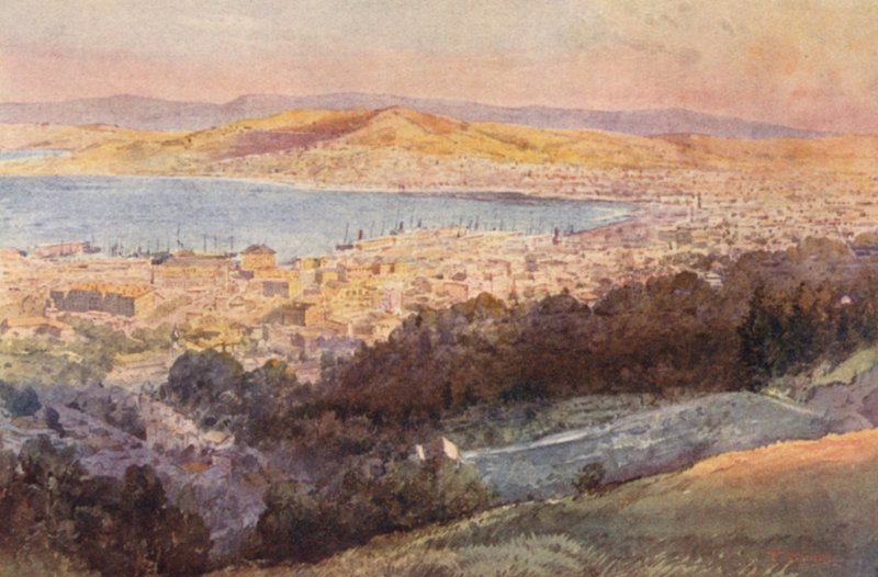 Nya Zeeland: Wellington (färglitografi) av Frank H Wright