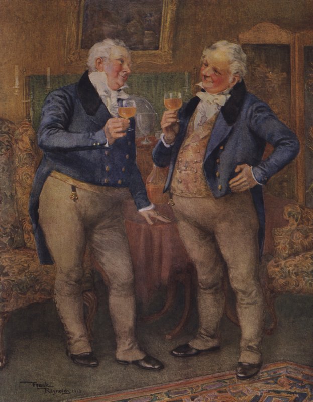 Cheeryble Brothers (färglitografi) av Frank Reynolds
