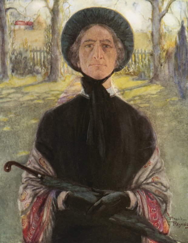 Miss Betsey Trotwood (färglitografi) av Frank Reynolds