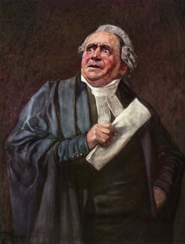 Mr Serjeant Buzfuz (färglitografi) av Frank Reynolds