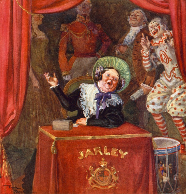 Mrs Jarley (färglitografi) av Frank Reynolds