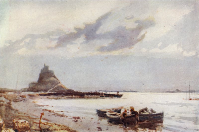 Holy Island (färg litho) av Frank Southgate