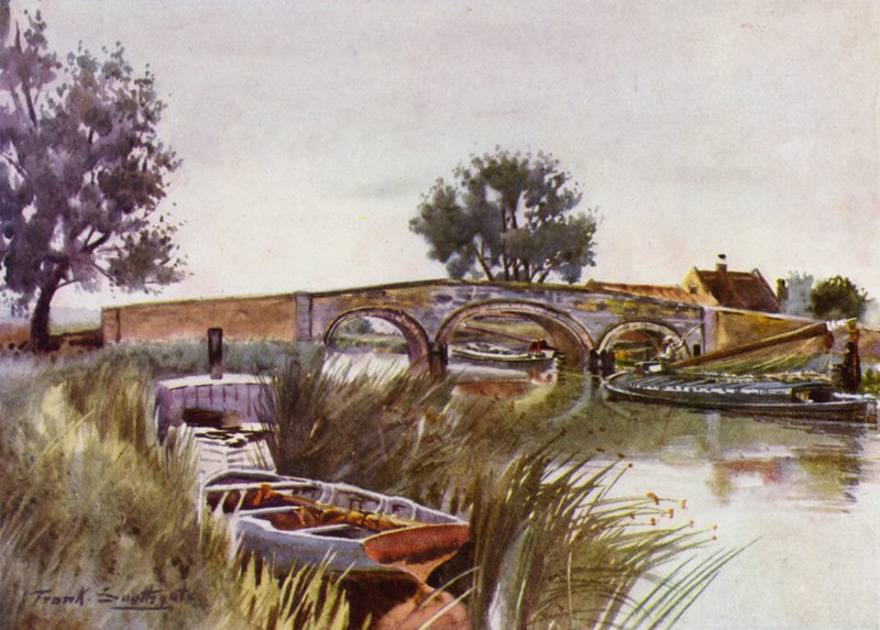 Norfolk Broads: Acle Bridge (lito i färg) av Frank Southgate