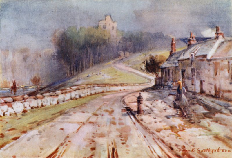 Norham Castle (färg litho) av Frank Southgate
