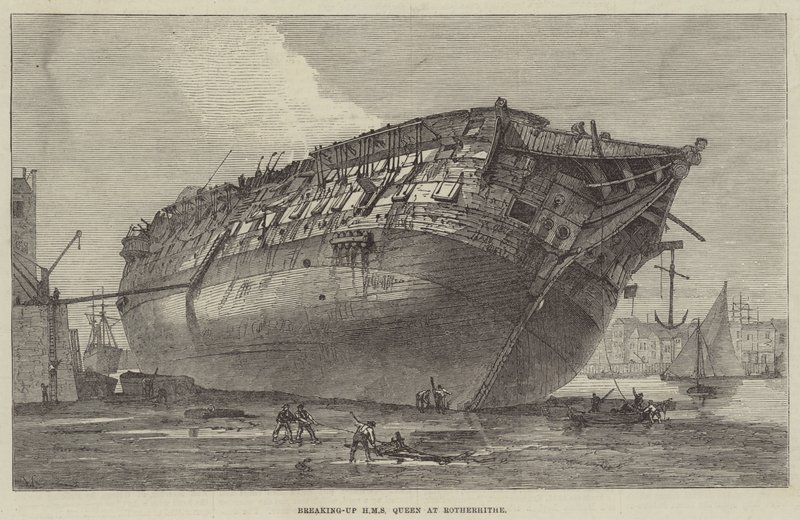 Upplösning av HMS Queen på Rotherhithe av Frank Watkins