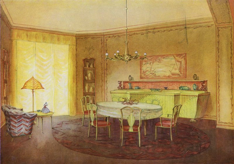 Vardagsrum (färg litho) av Frans Arnold Breuhaus de Groot
