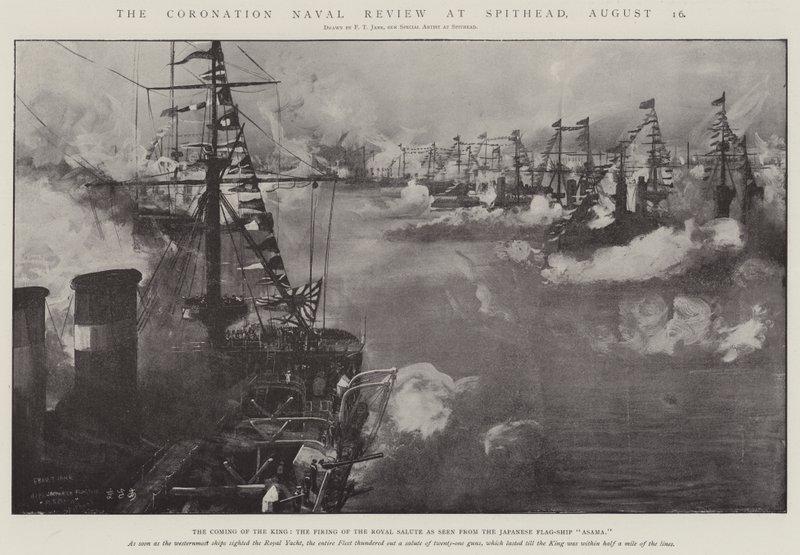 The Coronation Naval Review på Spithead, 16 augusti av Fred T. Jane