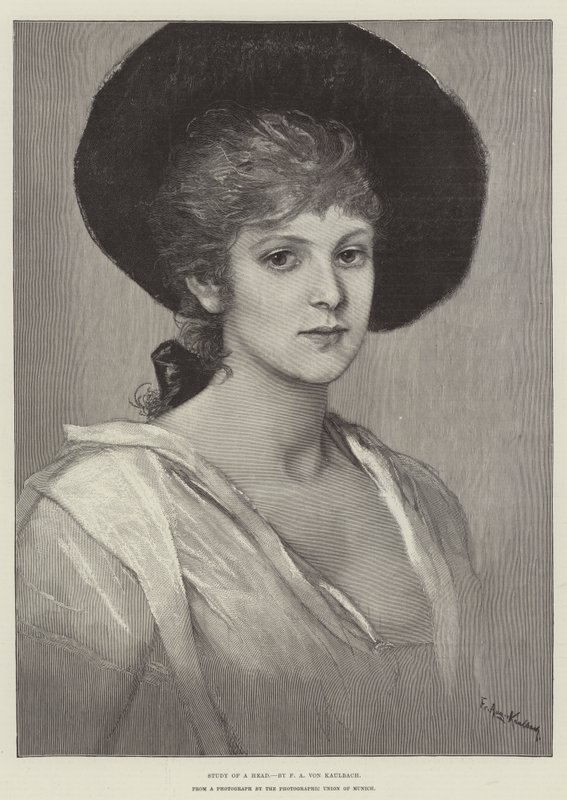 Studie av ett huvud av Frederich August Kaulbach
