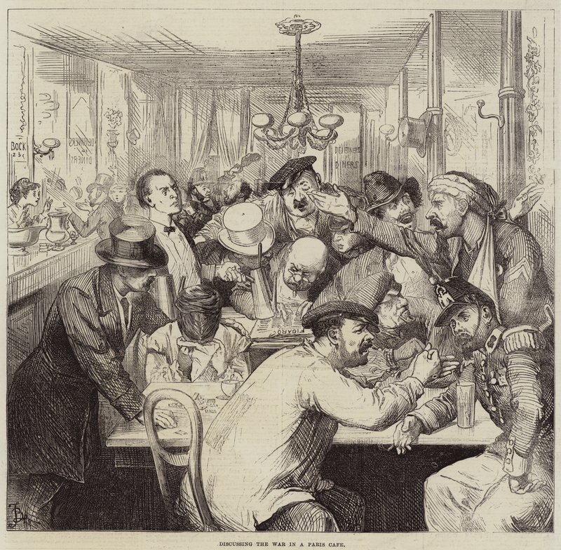 Diskuterar kriget på ett Pariscafé av Frederick Barnard