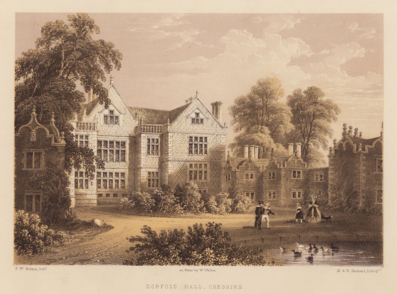 Dorfold Hall, Cheshire (akvatint) av Frederick William Hulme