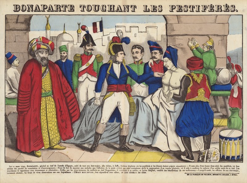 Bonaparte som rör vid Pestifererna av French School