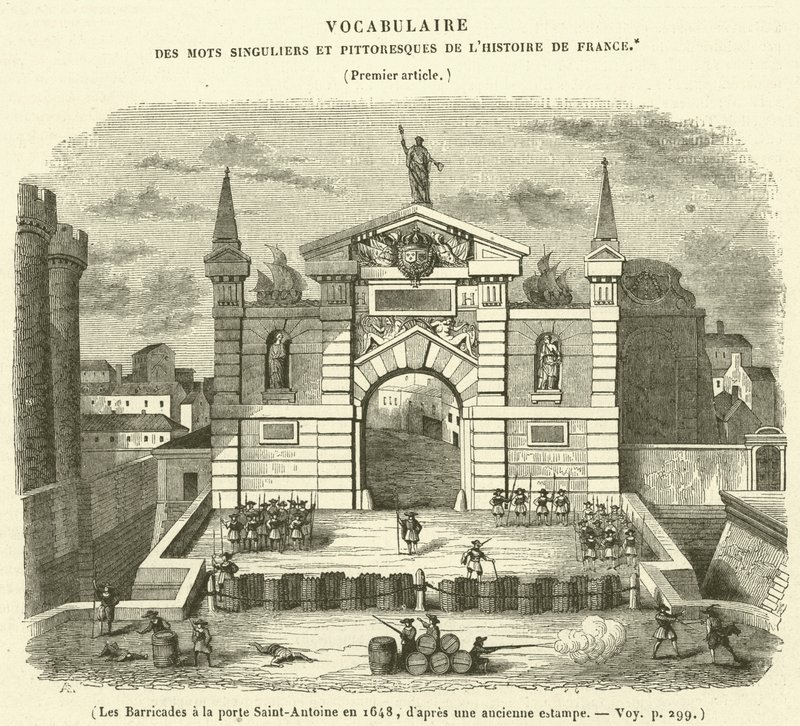 Barrikader vid Porte Saint-Antoine 1648 av French School