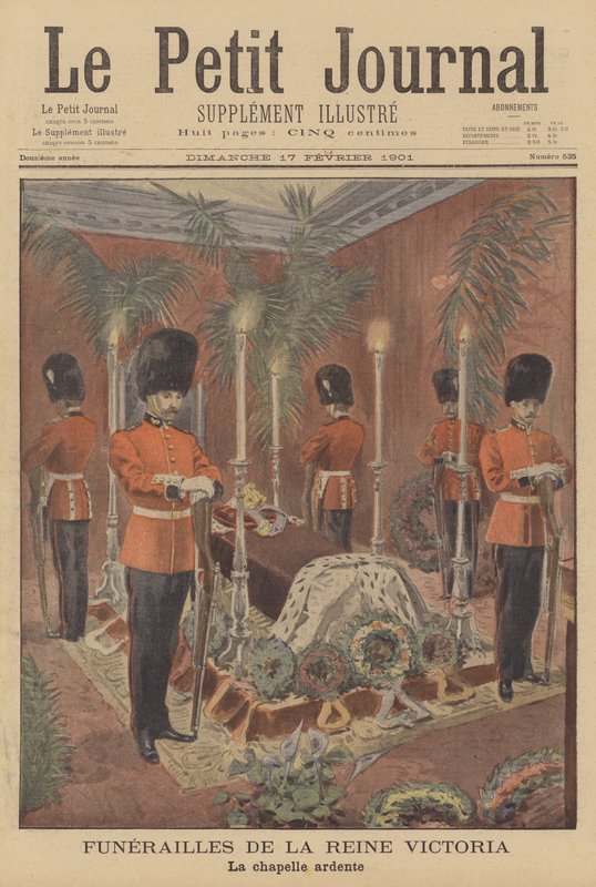 Drottning Victoria ligger i staten i St Georges Chapel, Windsor av French School