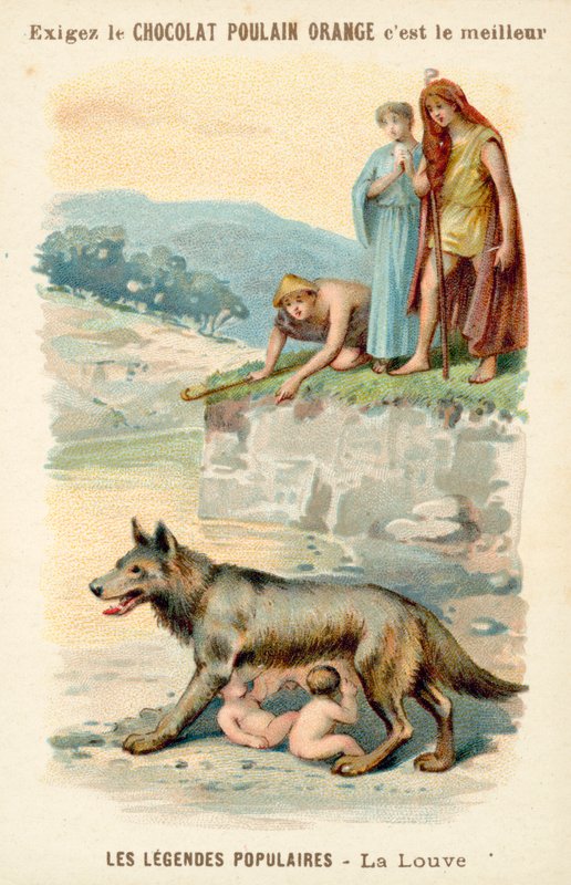 Hon-ulven som ammar Romulus och Remus av French School